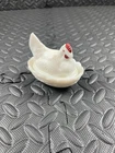 Vintage Westmoreland Glass Small Hen On Nest White Milk Glass W/Red Comb USA