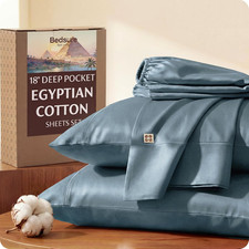 Bedsure 100 Giza Egyptian Cotton Sheets Queen Size - Luxury Hotel Sheets 18" De