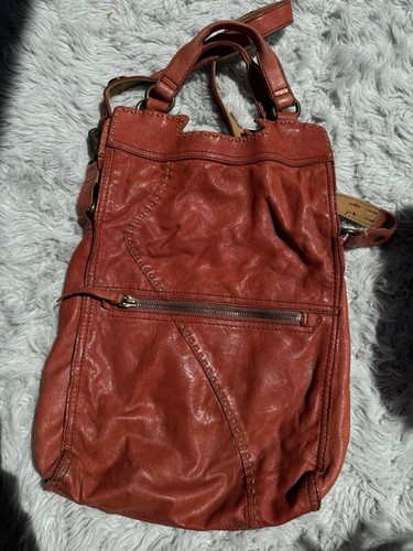 Vintage Lucky Brand Abbey Road Genuine Leather Red Crossbody Hobo