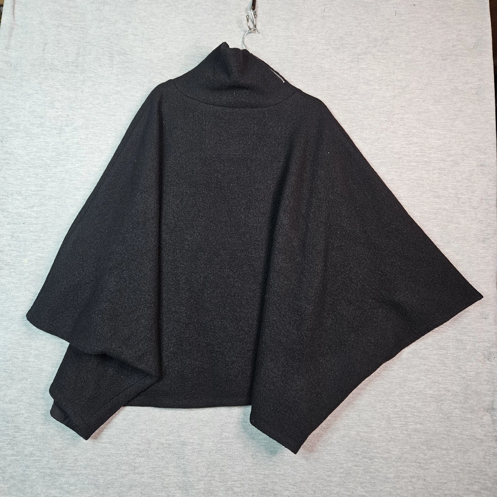 Marcella NYC Black Wool Cape Poncho Women’s One Size High Neck Minimalist Luxury