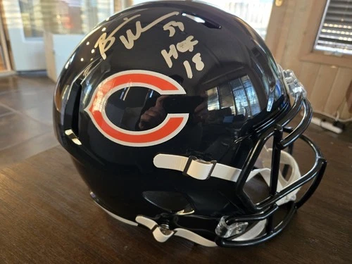 Brian Urlacher Signed Chicago Bears Full Size REP Helmet Inscribd "HOF 18" (BAS)