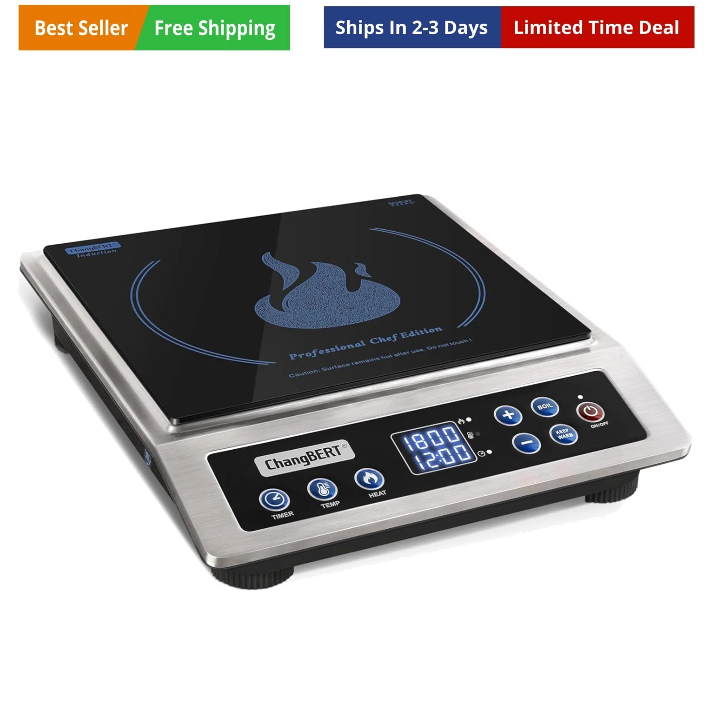 Induction Cooktop NSF Certified Professional Chef Edition Stove, 1800W Commer...