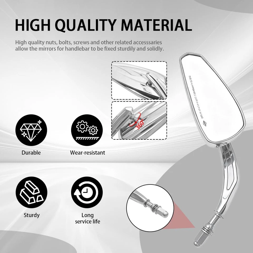 Espejos retrovisores laterales cromados aptos para Harley Touring Softail Sportster Road King Foto 3 de 4
