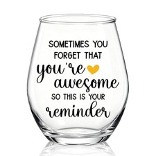 Sometimes You Forget You're Awesome Stemless Wine Glass, Funny Inspirational
