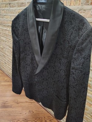 ZARA Man Tuxedo Blazer Black Jacket M 42R Jacquard Beautiful Paisley Style Rare