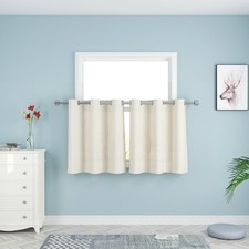 UPOPO Ivory Tier Curtains 24 inch Long Kitchen 32"W x 24"L Pack of 2 ,