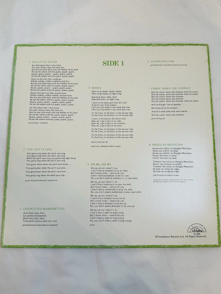 RAFFI "More Singable Songs" LP Shoreline SL-0204 Troubadour Records - Image 2 of 4