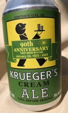KRUEGER'S CREAM ALE "90TH ANNIVERSARY" BEER CAN! 1935-2025  Bottom Opened BCCA