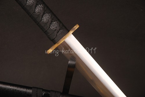 Double Edged Straight Sword Brass Cercle Tsuka Carbon Steel Shiny Blade 21'' Men - Picture 10 of 11