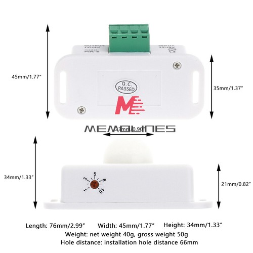 DC 12V-24V 6A Automatic Adjustable Infrared PIR Motion Sensor Switch Module - Picture 9 of 13
