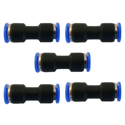 JCP 5pc 1/8" OD Tube Pneumatic Straight Union Connector, Push To Connect Air Fitting