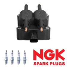 Ignition Coil & 4 NGK Iridium Spark Plugs For 95-96 Chrysler Sebring 2.0L I4