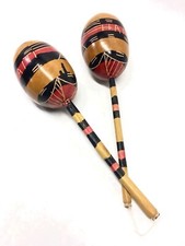 Haiti Maracas 14  Pair Handmade Souvenir Primitive Latin Native Chac 1950s