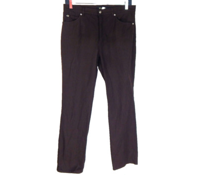 Escada Women's 42 12 Pants Brown Stretch Cotton High Rise Straight Leg Casual