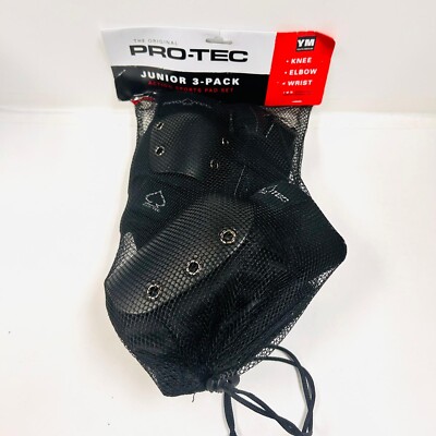 Pro-Tec Junior 3-Pack Skateboard Scooter & More Protective Pad Set -Youth Medium