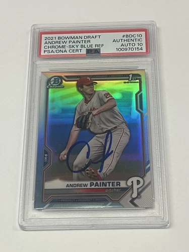 2021 Bowman Chrome Draft Andrew Painter Sky Blue Refractor Auto 1st PSA 10 Auto