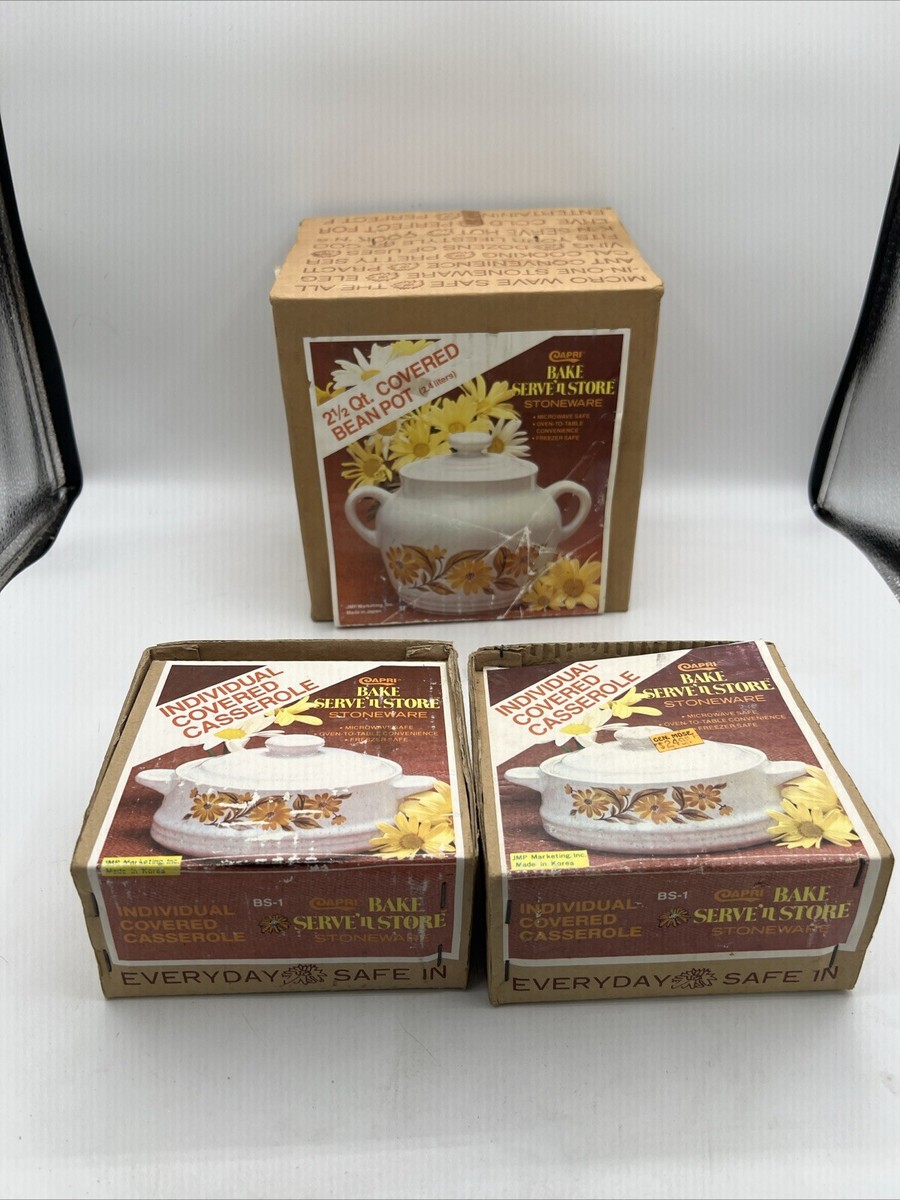 ヤナカーン　Dessert Capote Vintage Capri Bake Serve N Store Stoneware Set Of 3 JMP