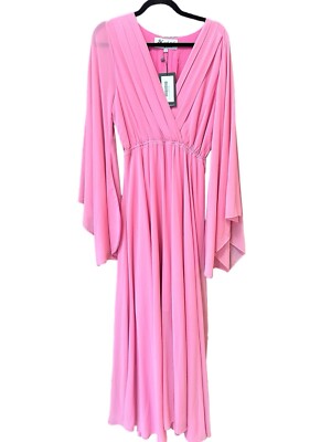 Meghan Los Angeles Floral Sunset Maxi Dress Bubblegum Pink Small Angel  Sleeves | eBay