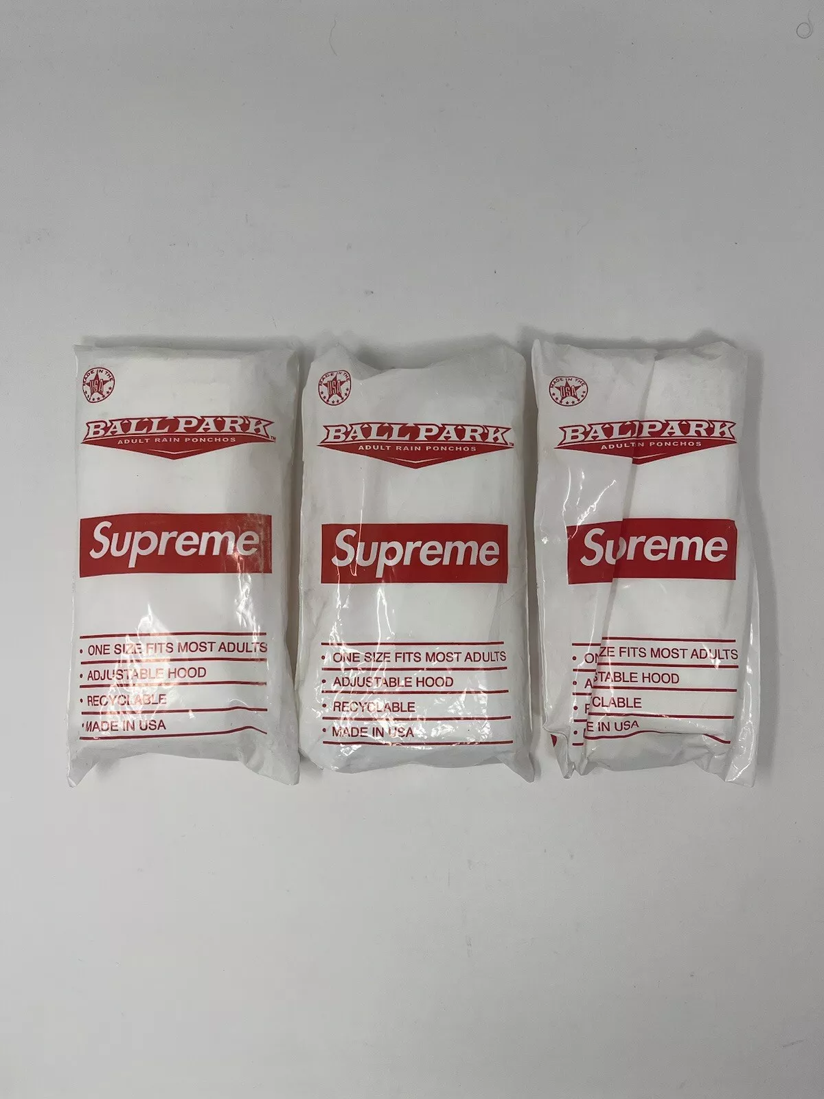 Lot de 3 poncho de parc à billes logo Supreme Box SS20 capuche réglable