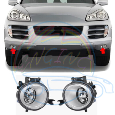 Left+Right Halogen Front Fog Lights Fog Lamps For Porsche Cayenne 2008-2010