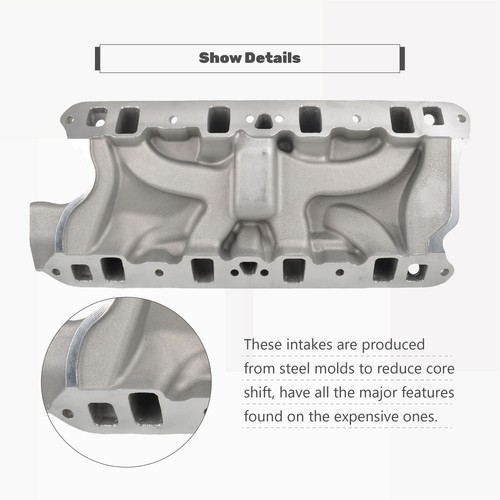 For Small Block Ford SBF 260 289 302 Dual Plane Satin Aluminum Intake Manifold - Picture 7 of 10