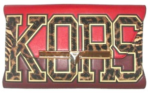 michael kors red clutch bag