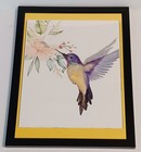 Hummingbird Watercolor Canvas Print In Frame. 13"×10"