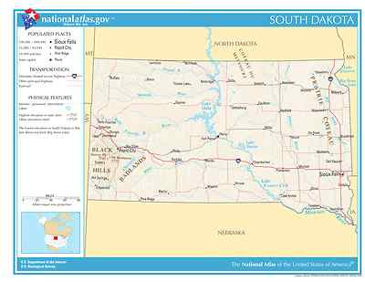 Sd Map Reference South Dakota State Reference Laminated Wall Map | eBay