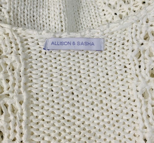 Allison & Sasha White Crochet Open Knit Cap Slv Peplum Tank Tunic Top Size S EUC - Picture 8 of 10