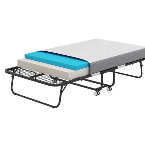Folding Bed with 5" Memory Foam Mattress Rollaway Guest Bed, Space-Saving Design - Picture 11 of 16
