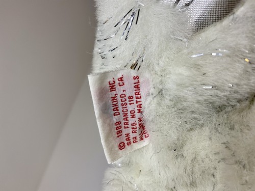 Dakin Christmas Glitter 9" Cat Kitty Plush Toy W/ Tag Silver 1988 Read Desc. - Picture 13 of 14