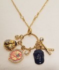 Team Gold Tone Charm Necklace Danbury Mint N.Y. Yankees Baseball