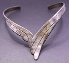 Vintage Taxco Mexico ~ .925 Sterling Silver Modernist Neck Ring Choker Necklace