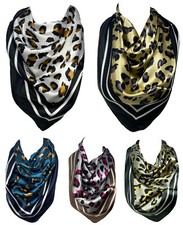 Self Embossed Silk Feel Leopard Cheetah Print Fashion Neck Scarf, Valentine Gift