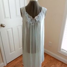 Lorraine Womens Nightgown Light Blue Floral Size M Medium Mint Blue Gown