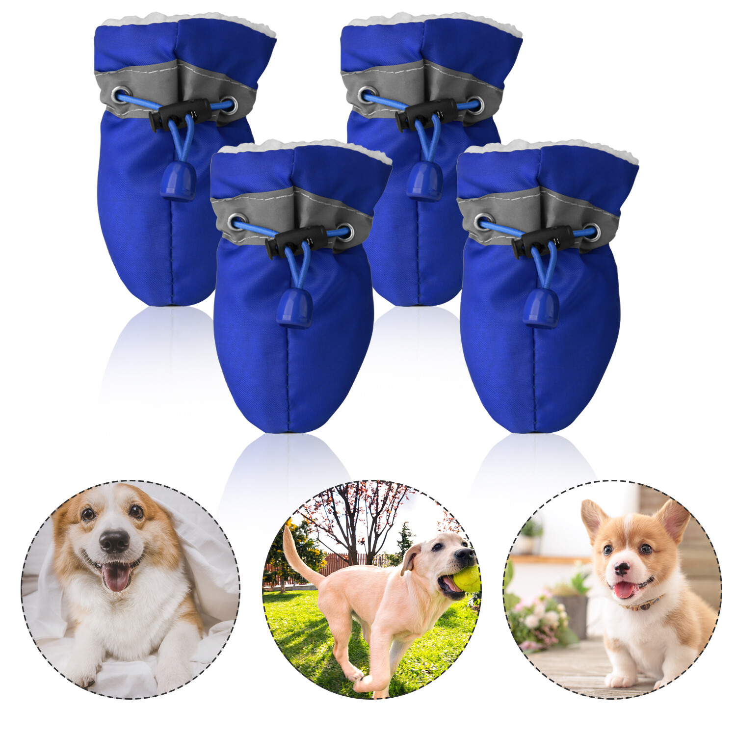 Warm Pet Cotton Shoes Winter Anti-slip Waterproof Reflective Puppy Protect USA