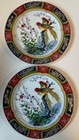New Listing2 Vintage Floral And Birds Hand Painted Plate Rare 10.5" Ships Free in the Usa