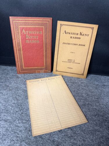 Lot of Original 1929 Atwater Kent Antique Radio Books & Radio Log-Models 55 & 60