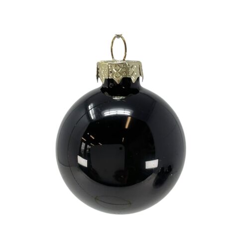 2 Inch Shiny & Matte Black Glass Christmas Ball Ornaments 12 Piece Set - Picture 3 of 7