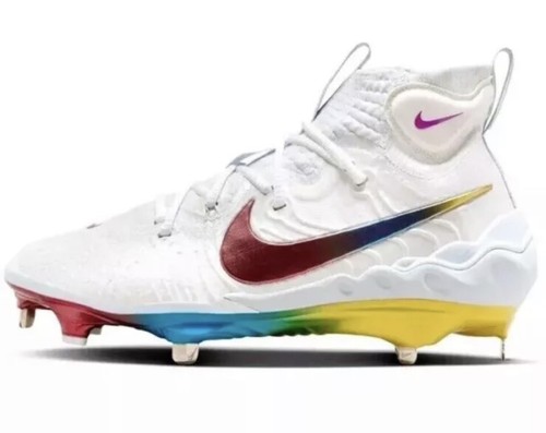 Nike Alpha Huarache NXT Metal Baseball Cleats White / Rainbow Men’s Size 8 - Picture 8 of 8