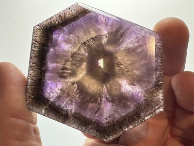 Chamfered Ametrine Auralite23 Boreal Chevron Amethyst Crystal Polished Slice