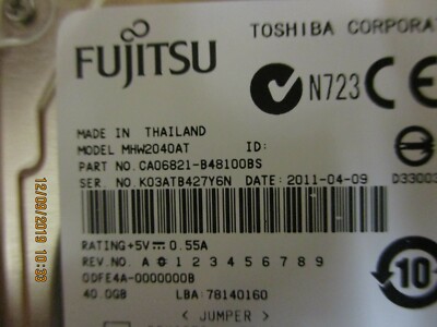 Fujitsu MHW2040AT-50PK 40GB Internal 4200RPM 2.5