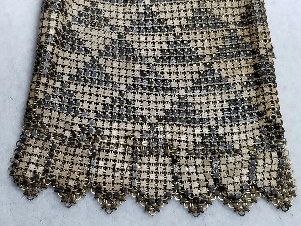 Винтажный Whiting & Davis El-Sah El Sah черный и кремовый эмаль бриллиант сетки сумочки - Изображение 4 из 4