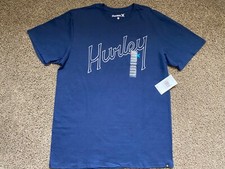  28 BRAND NEW HURLEY MENS TEE T SHIRT OUTLINE SCRIPT NAVY BLUE MEDIUM M