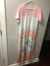 Orange Tie Dye Side Split Maxi Dress