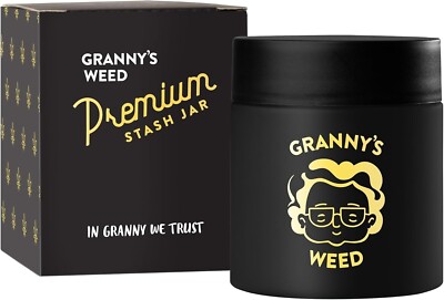 2x Granny's Stash Jar, Geruchsdichtes Vorratsglas, UV-Schutz 120 ml, SchwarzGold