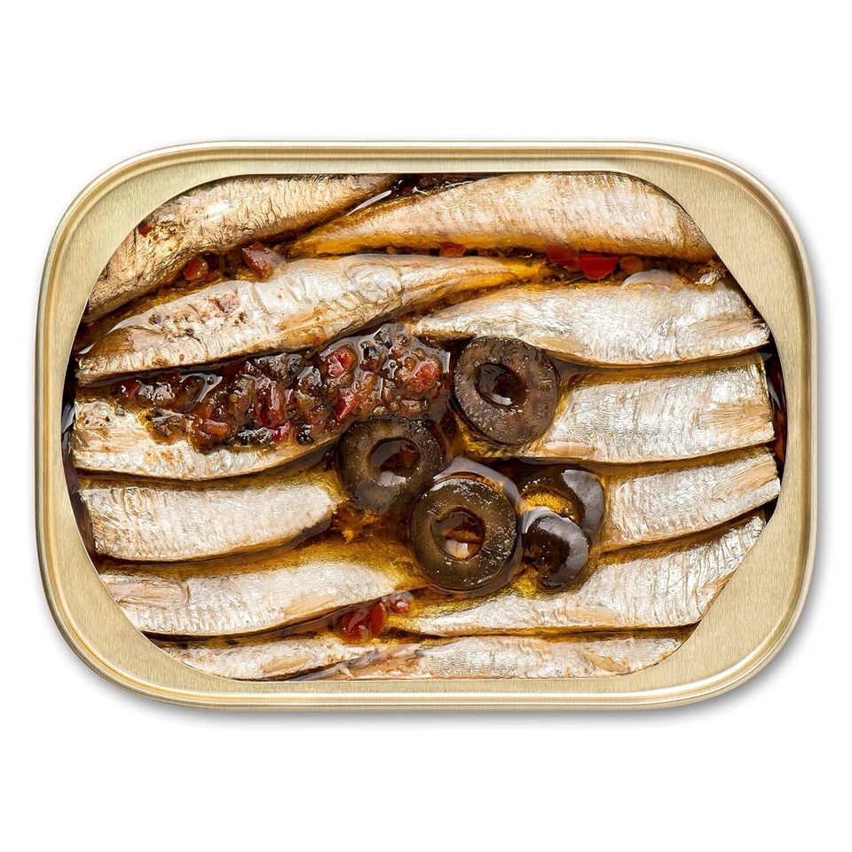 Sardinas silvestres capturadas en aceite de oliva sabor mediterráneo paquete de 12 latas Foto 4 de 4