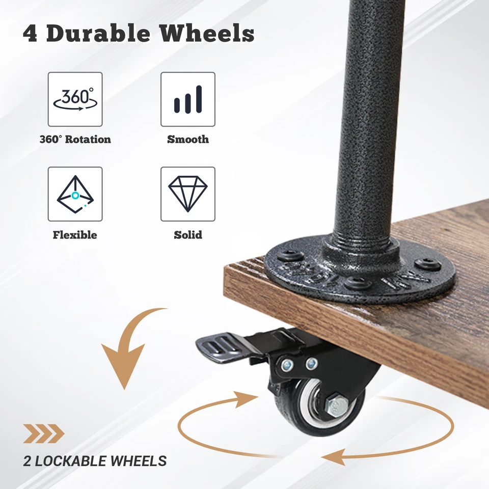 Carro para servir bar de cocina rodante carro utilitario de metal con estante para vino, soporte para vidrio Foto 4 de 4