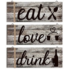 Jetec 3 Pcs Farmhouse Kitchen Wall Decor Eat Sign Rustic Wooden Kitchen Sign ...