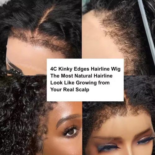 Afro Kinky Curly Lace Front Wig Human Hair 13x4 Transparent Lace Wig Brazilian - Picture 4 of 4